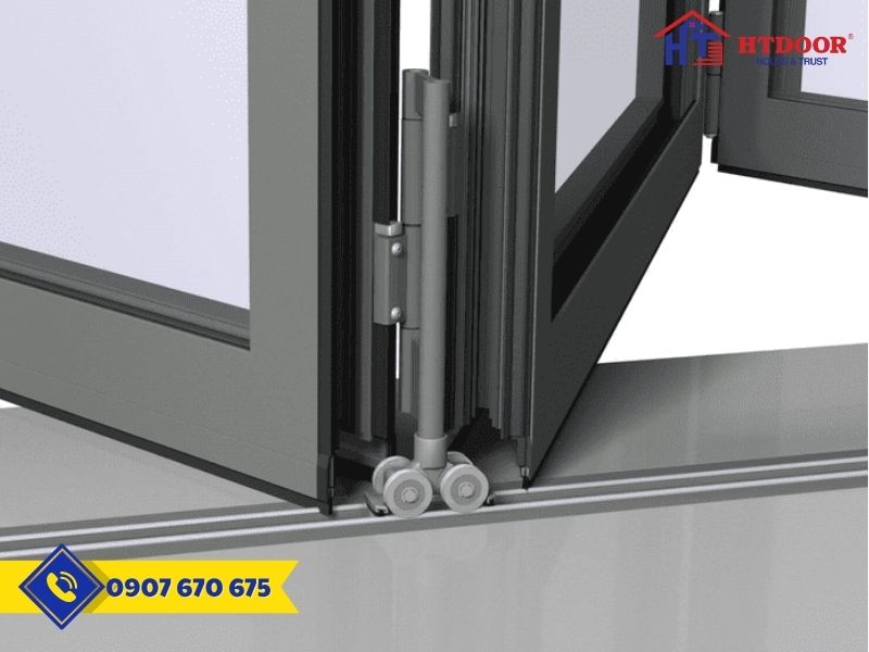 Bánh xe ray dẫn cửa nhôm Xingfa xếp trượt