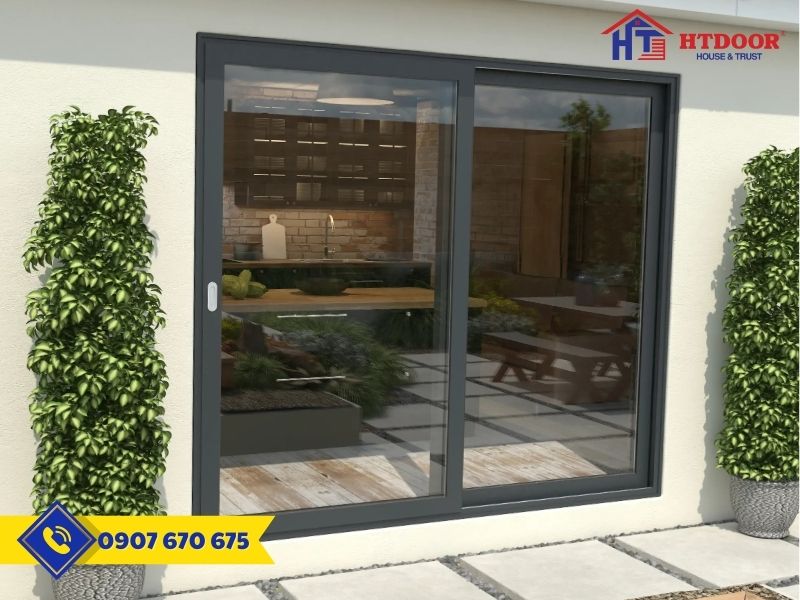 Cửa đi nhôm Xingfa mở lùa 2 cánh ứng dụng