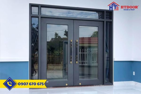 Cửa nhôm hệ thủy lực màu Xám Xingfa