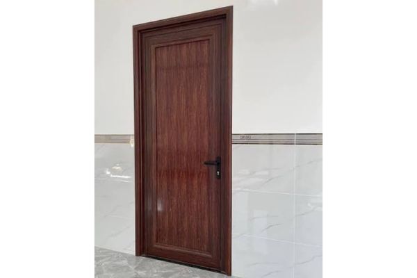 Cửa phòng nhôm owin tấm liền màu vân gỗ