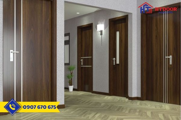 Cửa nhựa Composite chỉ nhôm & ô kính lấy sáng