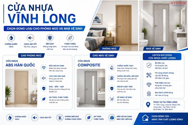 Cửa nhựa Vĩnh Long - Chọn đúng loại cho phòng ngủ và nhà vệ sinh