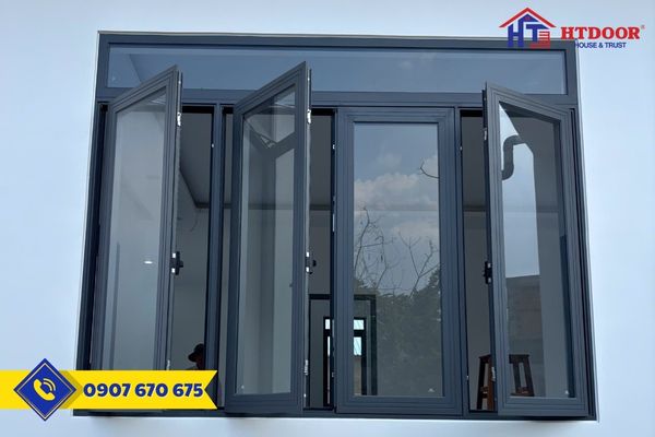 Cửa sổ mở quay 4 cánh nhôm Xingfa