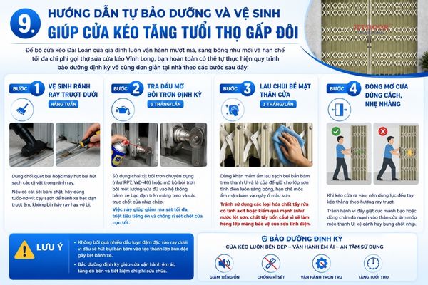 Hướng dẫn vệ sinh cửa kéo