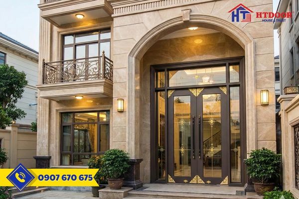 Mẫu biệt thự dùng cửa hệ thủy lực