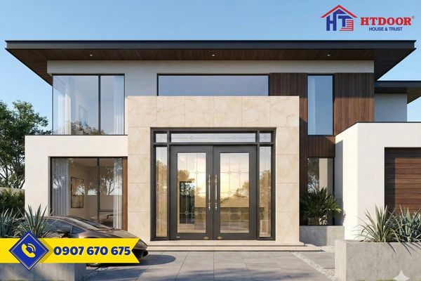 Mẫu nhà phố hiện đại dùng cửa hệ thủy lực