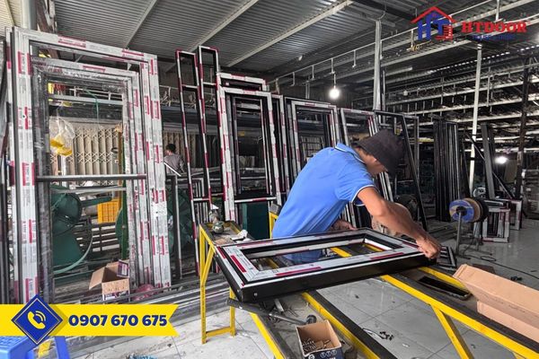 Sản xuất cửa nhôm tại xưởng