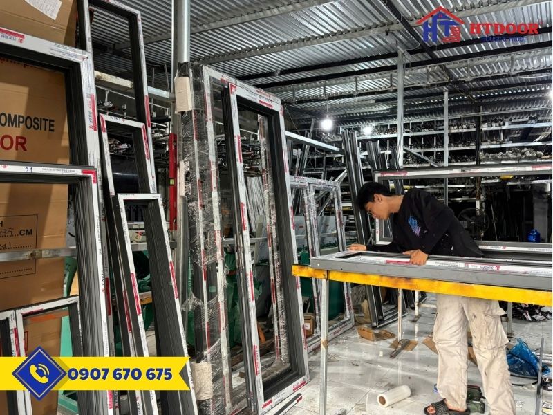 Sản xuất cửa nhôm tại xưởng