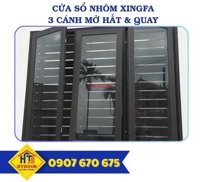 CỬA SỔ NHÔM XINGFA 3 CÁNH MỞ HẤT VÀ MỞ QUAY