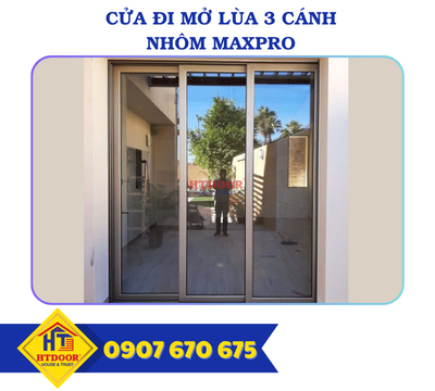 CỬA ĐI MỞ LÙA 3 CÁNH NHÔM MAXPRO HỆ 83