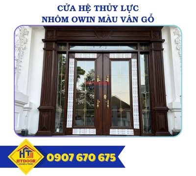 CỬA HỆ THỦY LỰC NHÔM OWIN - MÀU VÂN GỖ